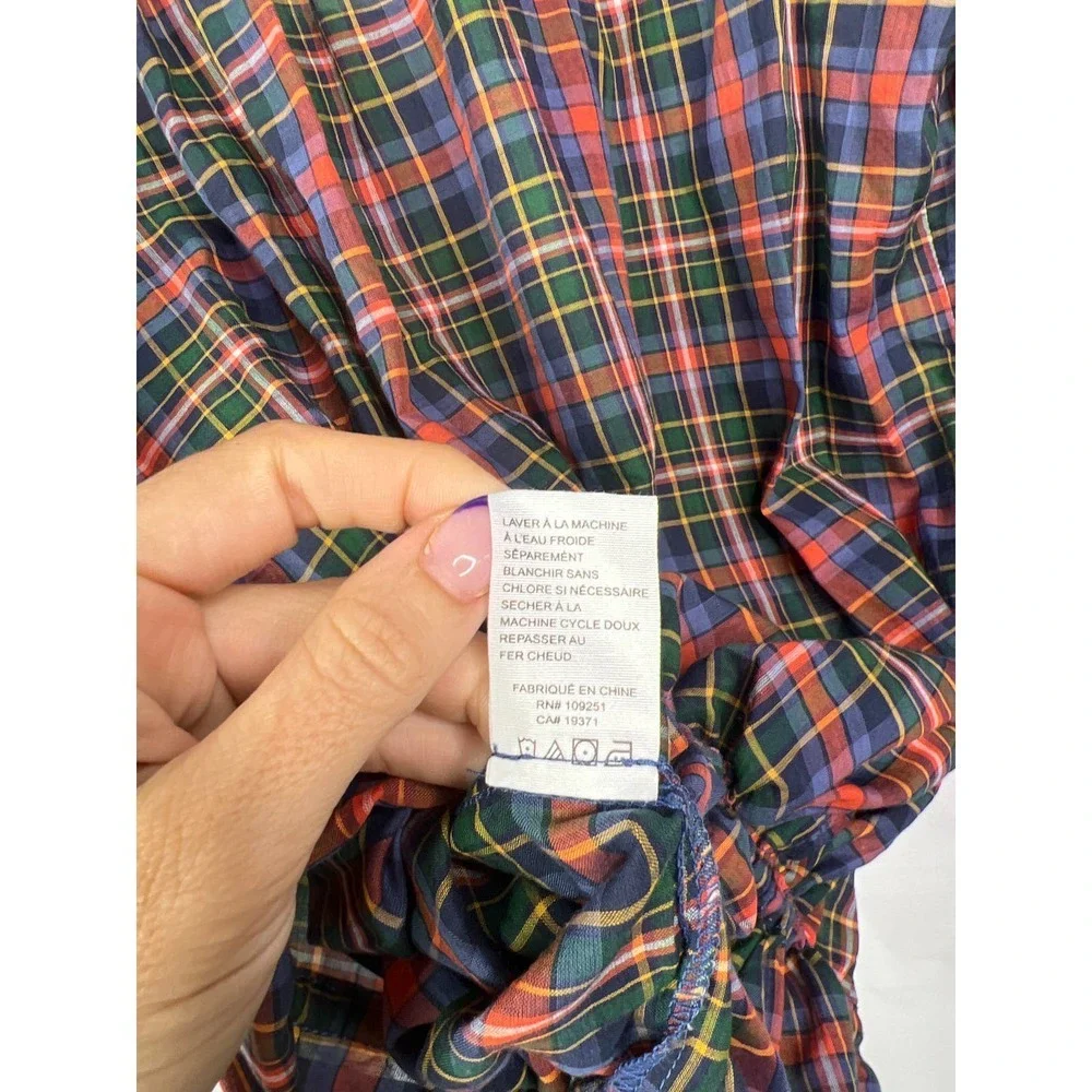 Birds of Paradis Trovata Eunice Square Neckline Ruffle Blouse Trail Plaid M NWT - Picture 9 of 11